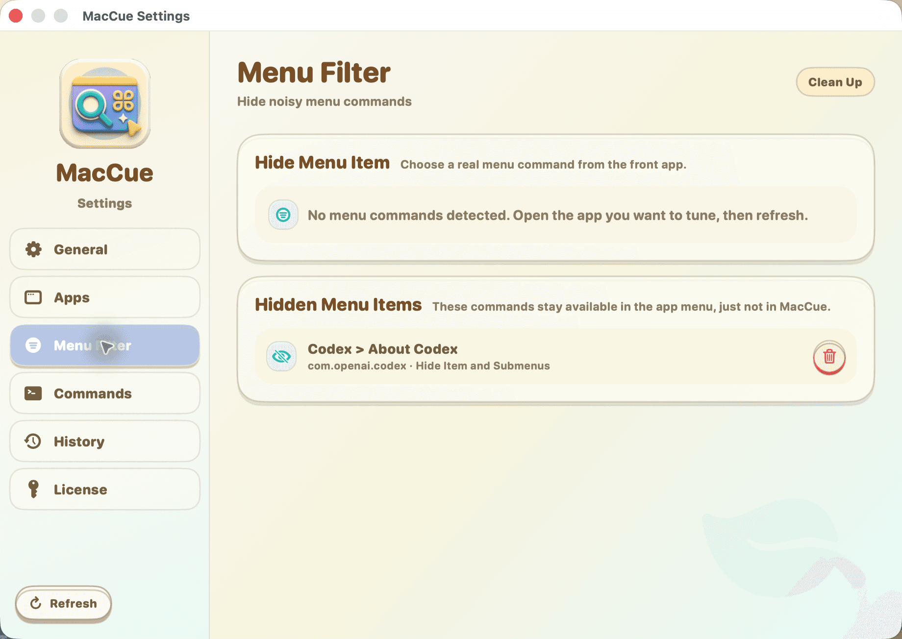 Hide noisy commands