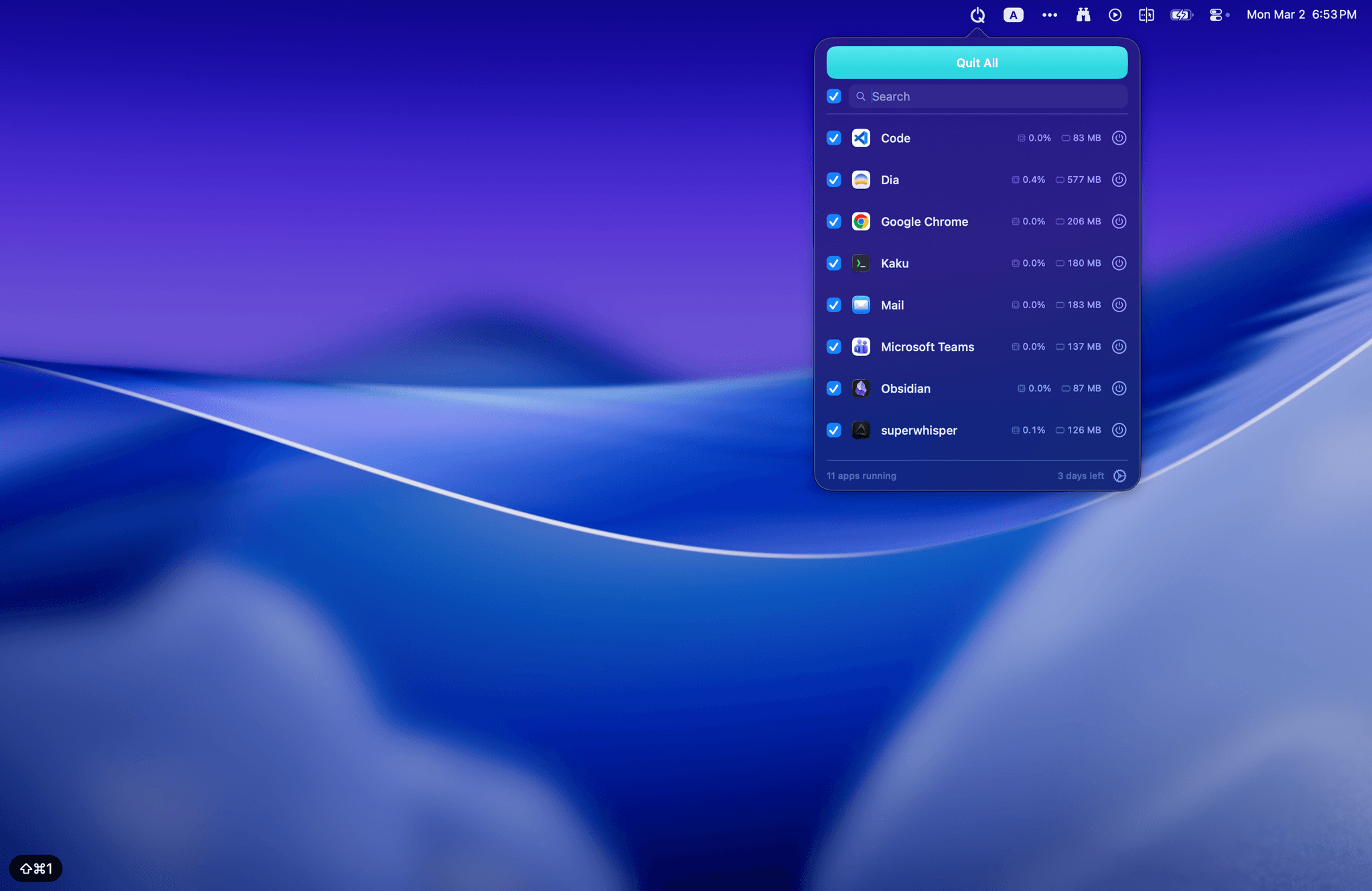 Quit all apps, instantly